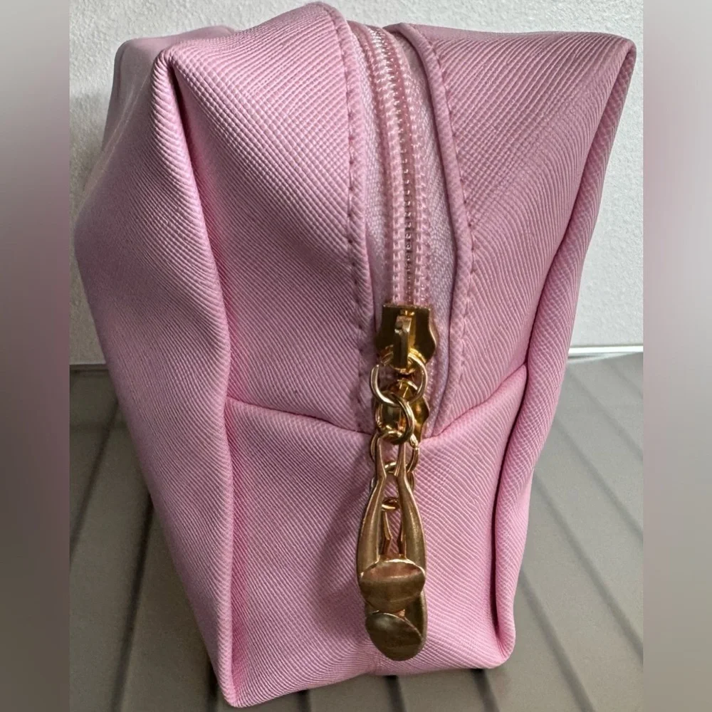 Embellished babe pearl and crystal Women's cosmetic Bag with gold accent